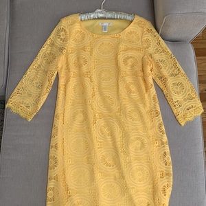 LondonTimes - Midi Yellow Lace Dress
